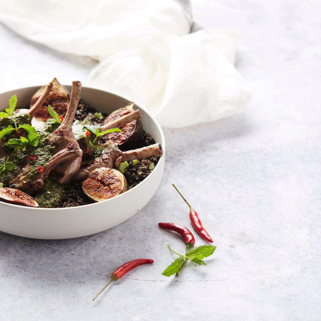 Gegrilde Lamsmignonetten met Linzensalade en Vijgen
