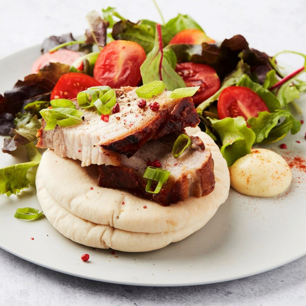 Pork belly sandwich on the BBQ